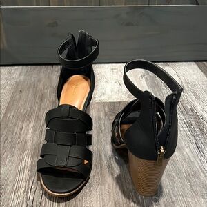 Black Strappy Heeled Sandals